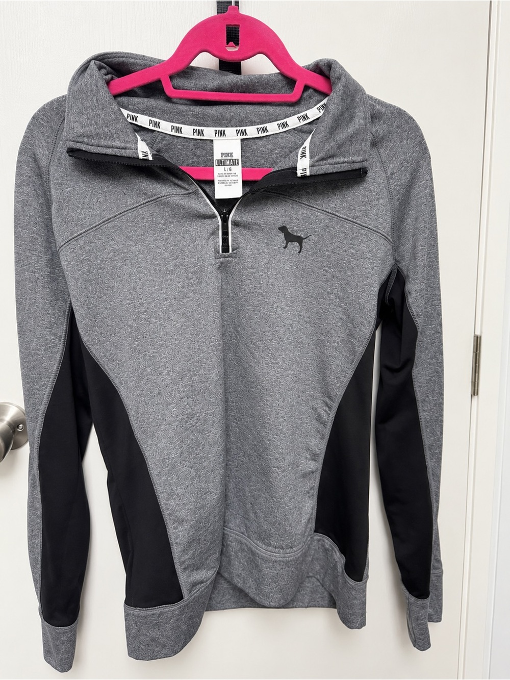 PINK Victoria's Secret Gray & Black Half-Zip Pullover